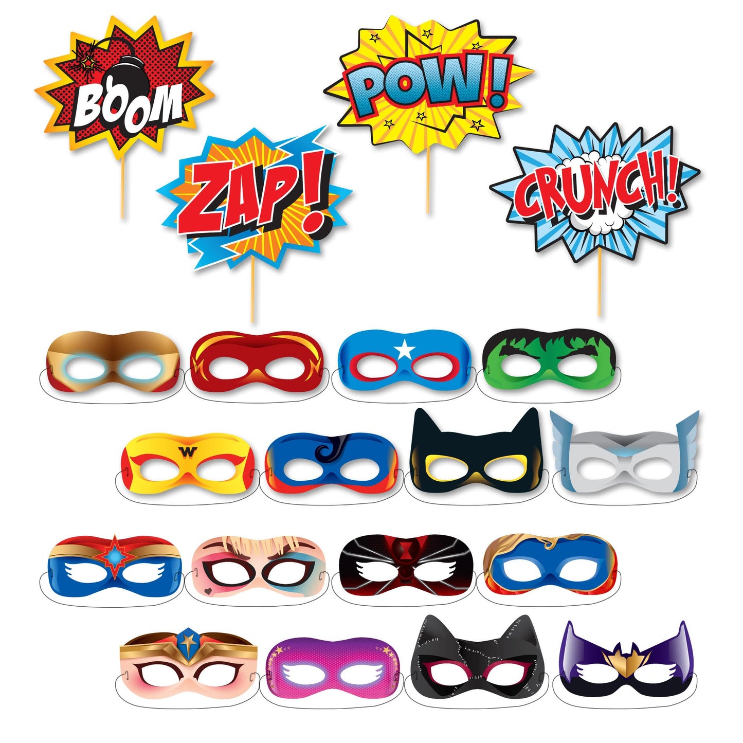 Wonder Woman and Other Superheroes Cityscape Photography Backdrop, Studio Props & Mask. Great as Super Hero City Photo Booth Background – Girl Birthday Party & Event Decorations