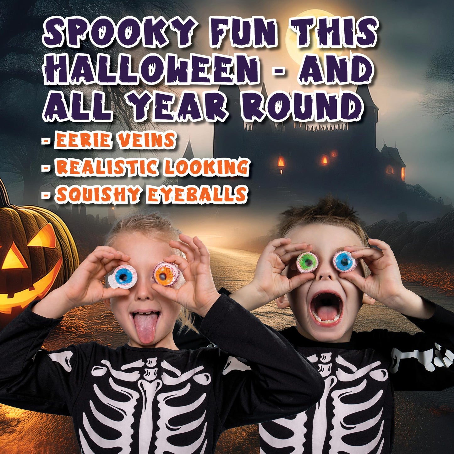 30 Gummy Eyeballs, Spooky Halloween Eyeball Candy in 4 Flavors, Soft Gummies with Jelly Filling, Individually Wrapped, By 4YoreElves (19 oz)