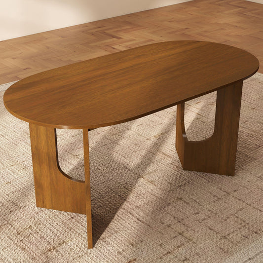 63 Inch Oval Dining Table for 4-6 People, Wooden Dining Room Table with Heavy Duty Legs, Mid Century Modern Dinner Table Kitchen Tables for Dining Room, Easy Clean(Walnut)