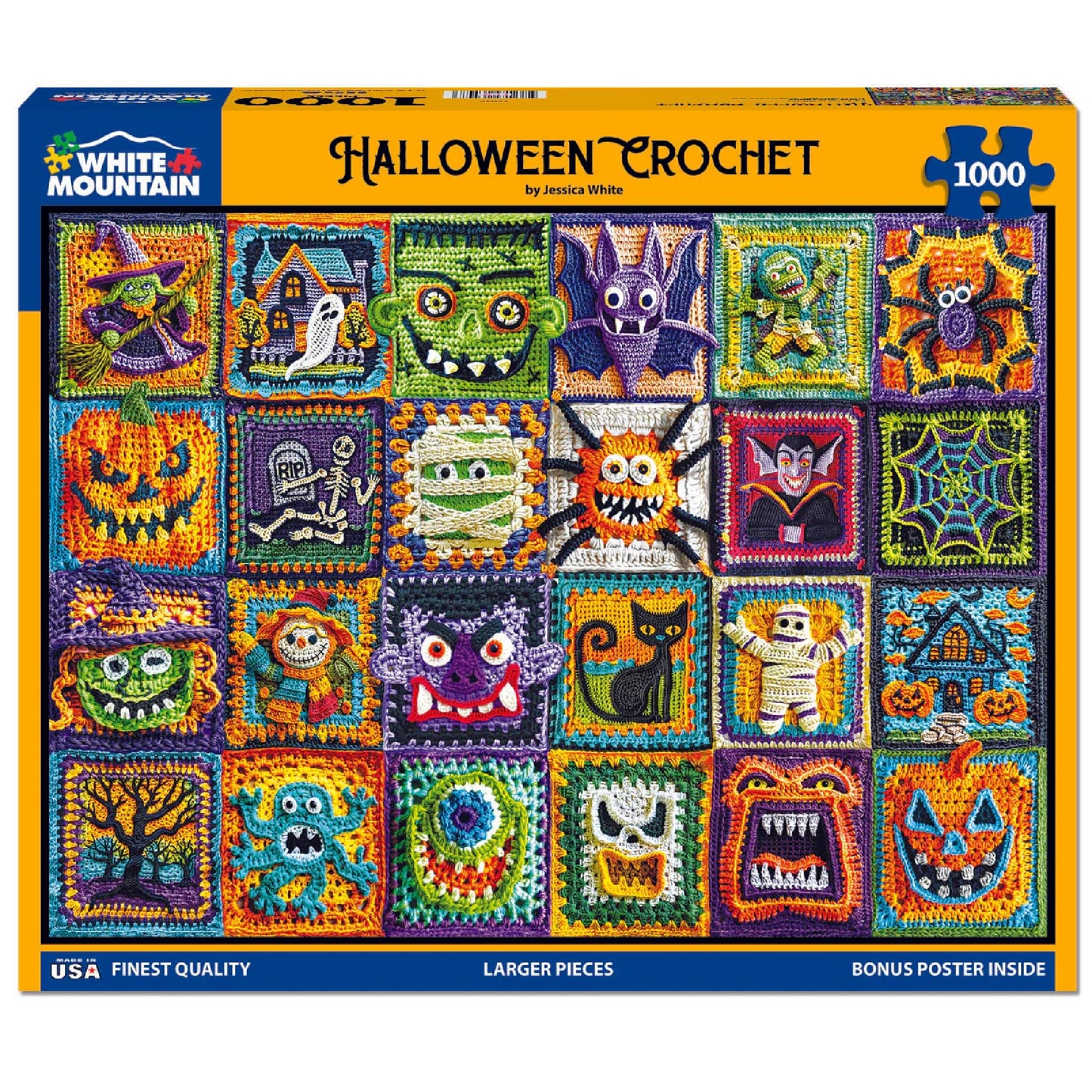 White Mountain Halloween Crochet Halloween Puzzles 1000 Pieces Jigsaw Puzzle for Fall and Autumn