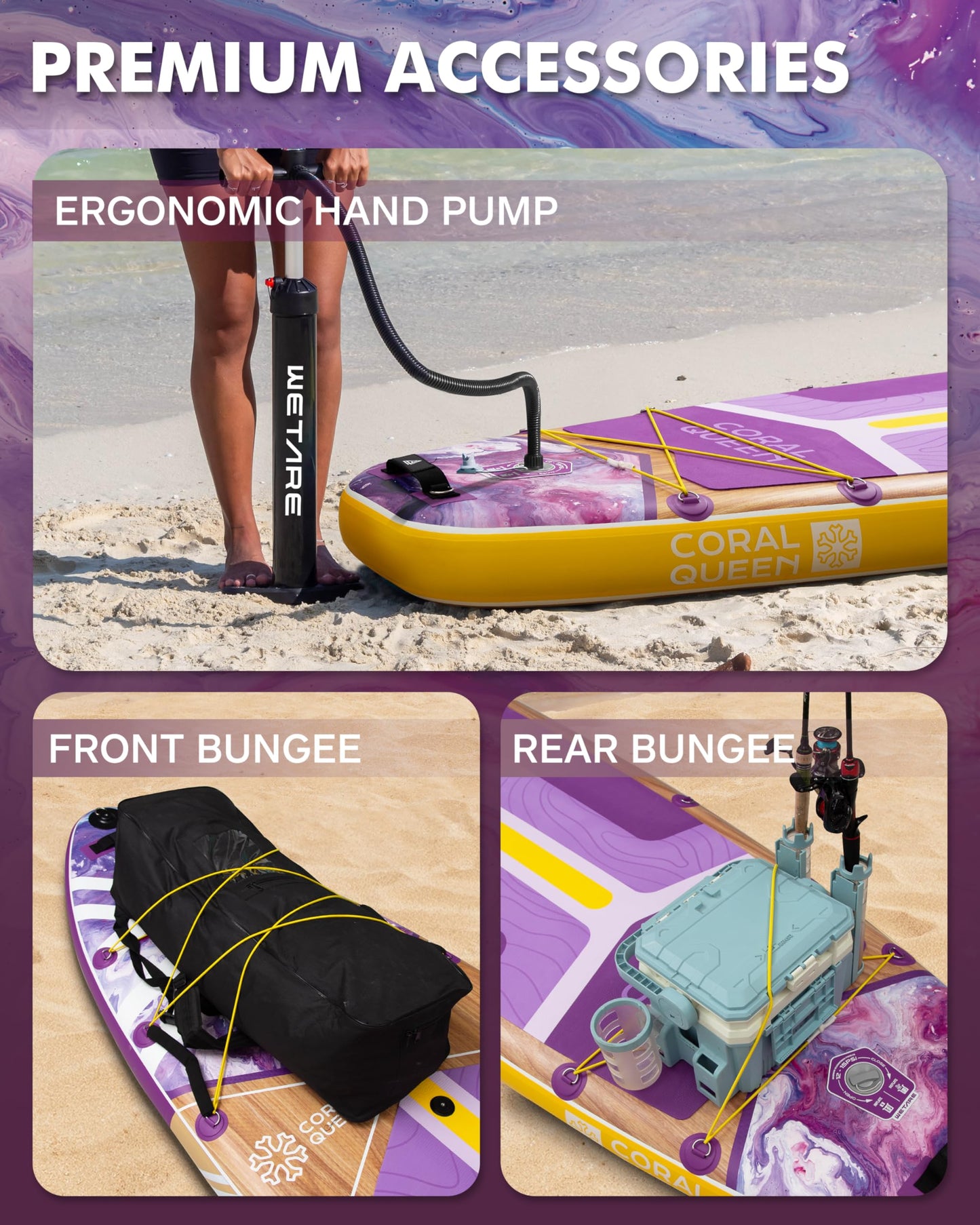 WETARE 11'6"x35" Inflatable Paddle Board, 450lbs Extra Wide Stand Up Sup Board for Adults, Blow Up Paddleboard Kayak Non-Slip Stable Deck Boat for Yoga Fishing Surf