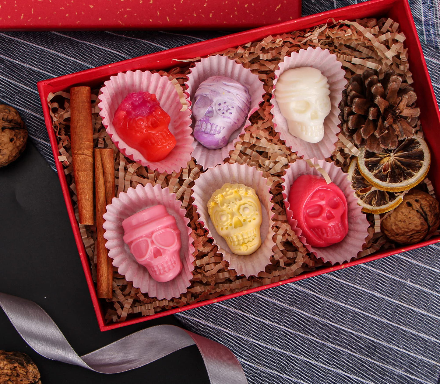 Webake Skull Chocolate Mold with 5 Different Shapes, Silicone Skeleton Mold for Halloween Chocolate, Candy, Jello, Ice, Cube, Treats, Pack of 2