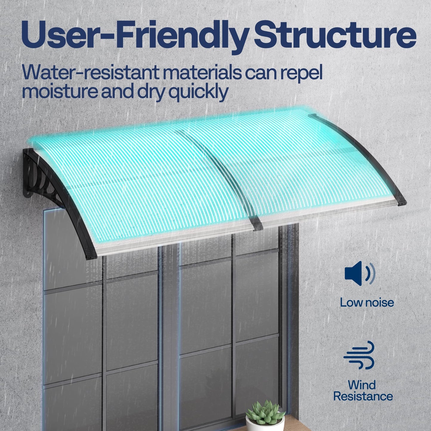 VIVOHOME Polycarbonate Window Door Awning Spliced Canopy Transparent with Black Bracket 40 Inch x 120 Inch