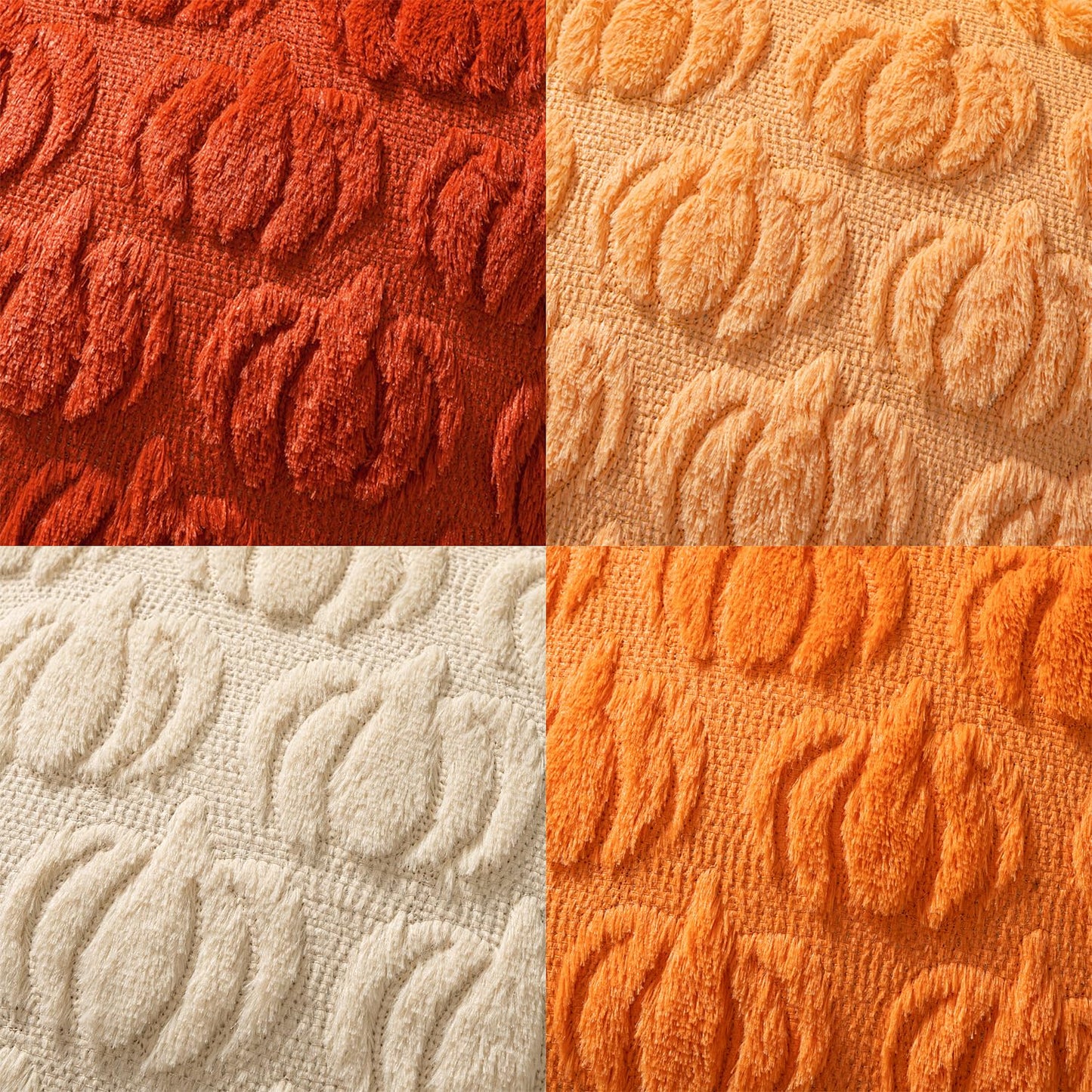 Woaboy Fall Pumpkin Pillow Covers Soft Cozy Plush 18x18 Inch Set of 4 Decorative Pillows Autumn Halloween Holiday Home Decor for Sofa Couch Porch Bed Living Room,Rust-Beige-2