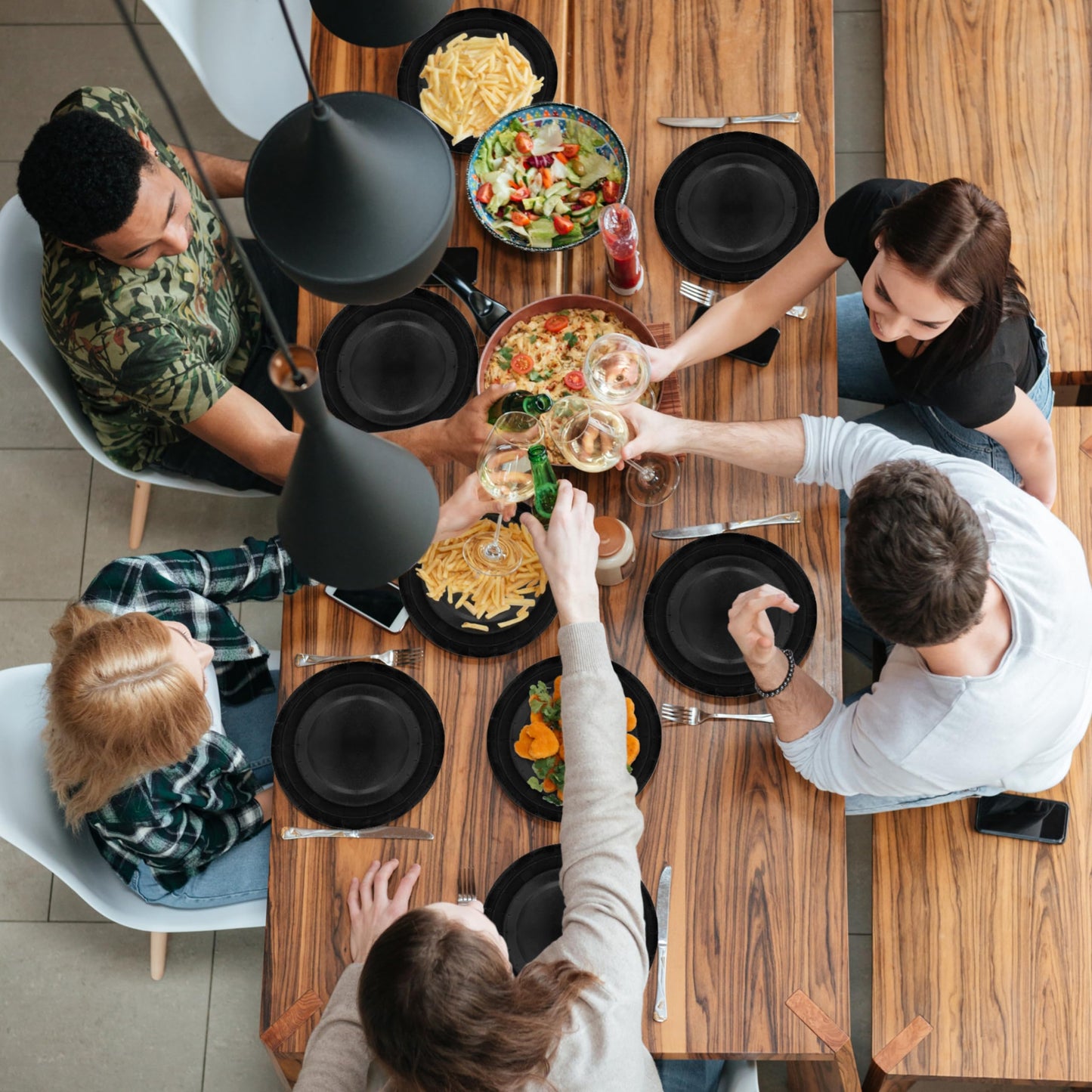 40Pcs Disposable Paper Plates Black,Including 20pcs 9" and 20pcs 7" Plates,Strong and Sturdy Disposable Plates for Party, Dinner, Holiday, Picnic,Birthday Party, Dinner Table, Wedding