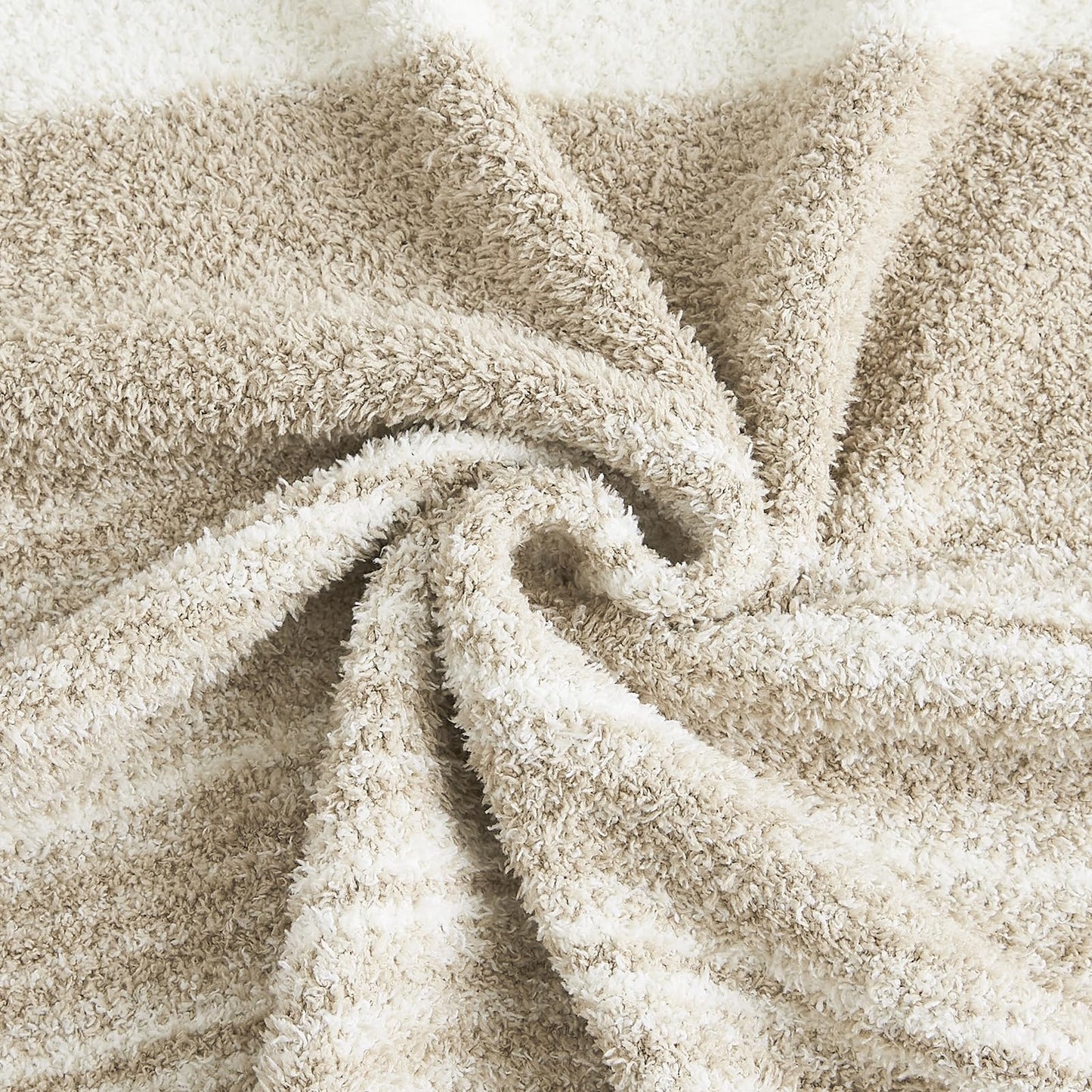 WRENGONGE Khaki Throw Blanket, 60x80 Soft Cozy Striped Throw Blankets for Couch, Sofa, Bed, Travel, Lightweight Fluffy Warm Plush Decorative Blankets for Women, Men,Kids Gift