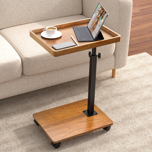 XNSDXV C Table End Table Adjustable Height, 360°Swivel TV Tray Table for Small Spaces, Couch Tables That Slide Under, C Shaped Side Tables Living Room and Bedroom for Sofa, Bed,Chair, Snack