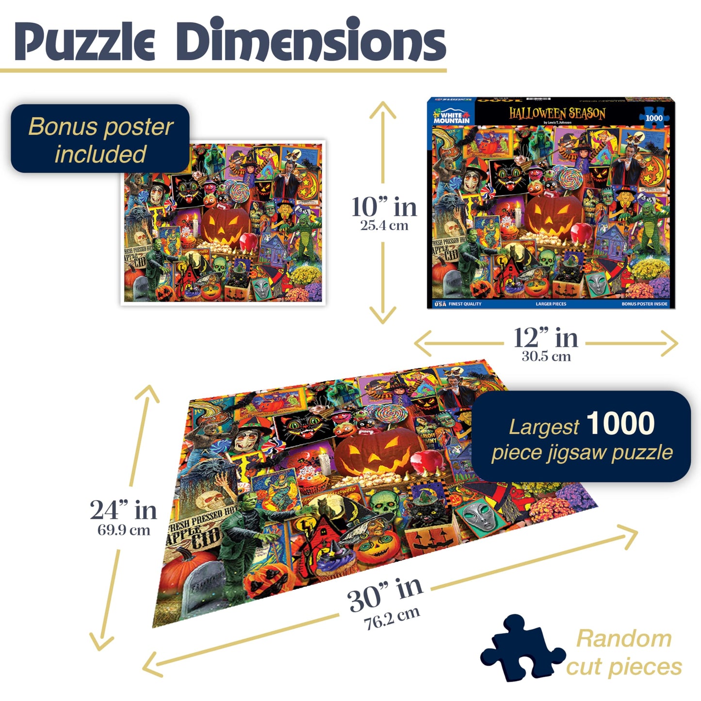 White Mountain Halloween Season Puzzle 1000 Piece Collage Jigsaw Puzzle for Adult and Family