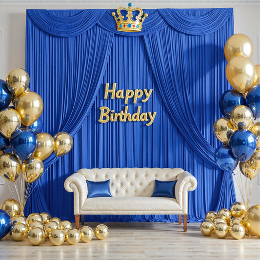 20ftx10ft Wrinkle Free Royal Blue Backdrop Curtains for Party Background, 4 Panels Silky Polyester Photo Backdrop Drapes 4 Panels Back Drop Cloth for Wedding Birthday Photography Baby Shower Decor