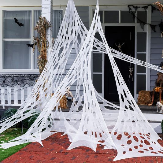 650sqft Halloween Giant Spider Web Decoration,Cut Your Own Stretchy Spider Netting, DIY Spooky Flexible Spider Webs Decor for Halloween Haunted House Outdoor Decorations Holiday Party Supplies