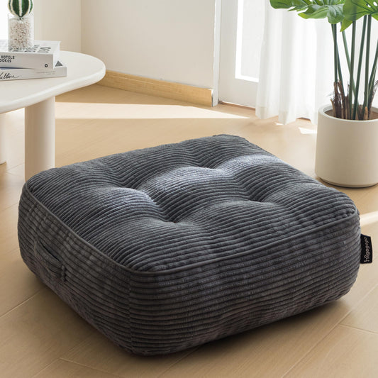 8" Washable Floor Pillow Cushion for Adults, Meditation Cushion Pillow, Large Square Floor Sitting, Removable Tufted Corduroy Cover, for Tatami Living Room or Yoga, 22x22 Inch, Machine Washable