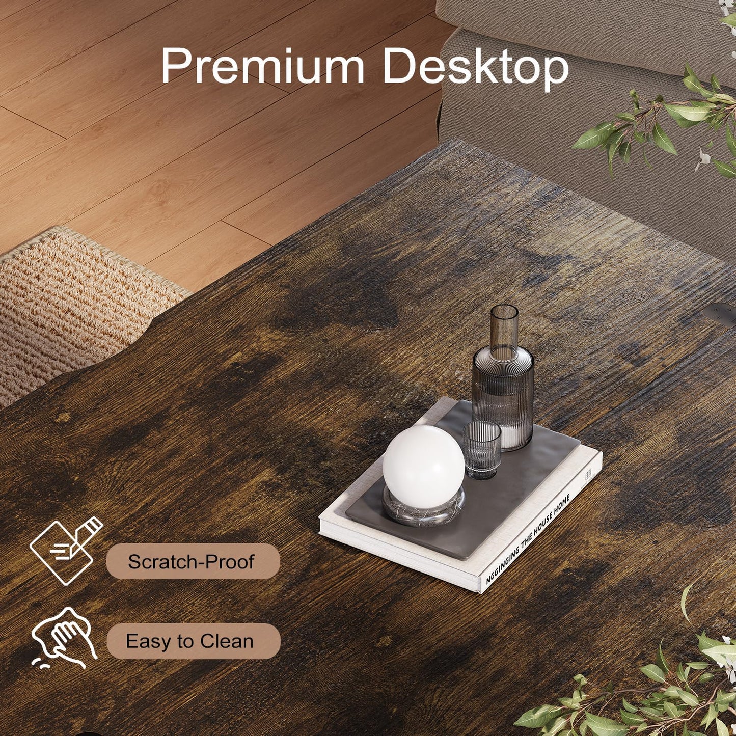 Vividwood Lift Top Coffee Table with Storage and Sliding Door, 4 in 1 Multi-Function Convertible Tea Table with Hidden Compartment, Farmhouse Center Table with Wood Lift Tabletop for Living Room Brown