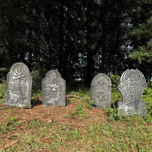 21" Halloween Tombstone - Extra Large Foam RIP Graveyard Headstones Tombstones for Graves (4 Pack), Halloween Yard Signs with Stakes Lawn Decor Outdoor Indoor Decorations