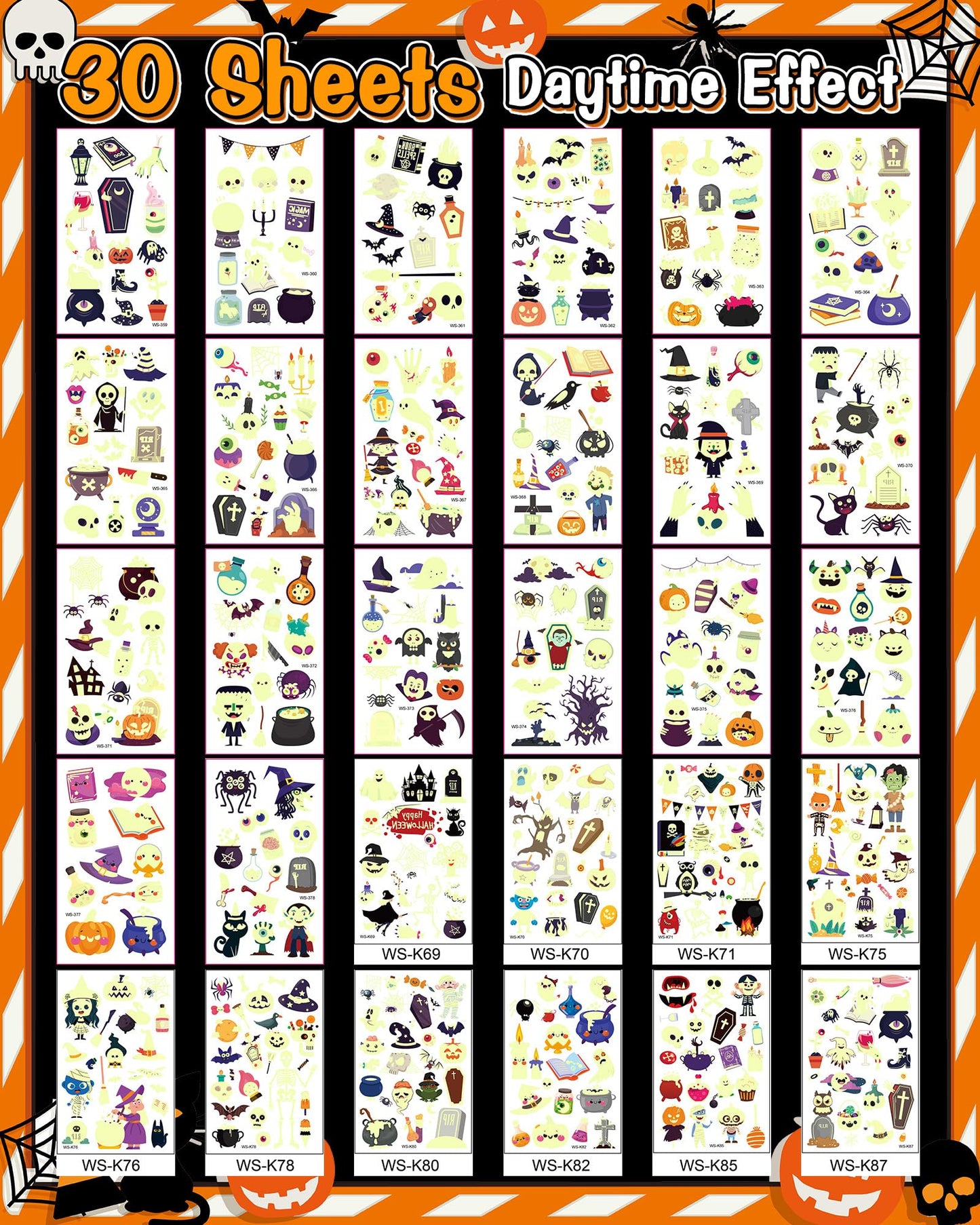 500 Styles Luminous Halloween Tattoos Party Favors for Kids, Halloween Temporary Tattoos Stickers Goodie Bag Stuffers Gifts Treats for Party Supplies