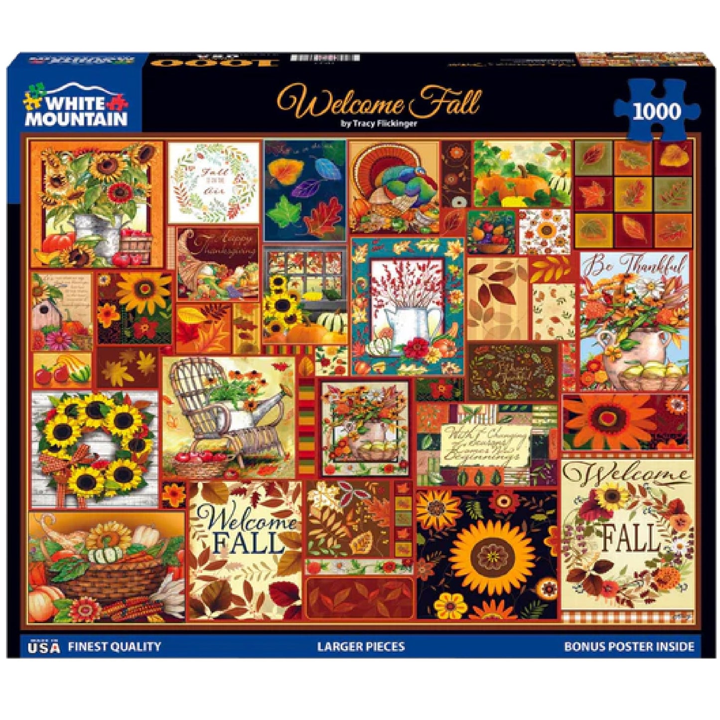 White Mountain Puzzles Welcome Fall 1000 Piece Puzzle for Adults Collage Autumn Jigsaw Puzzles for Adult Grandparents and Family