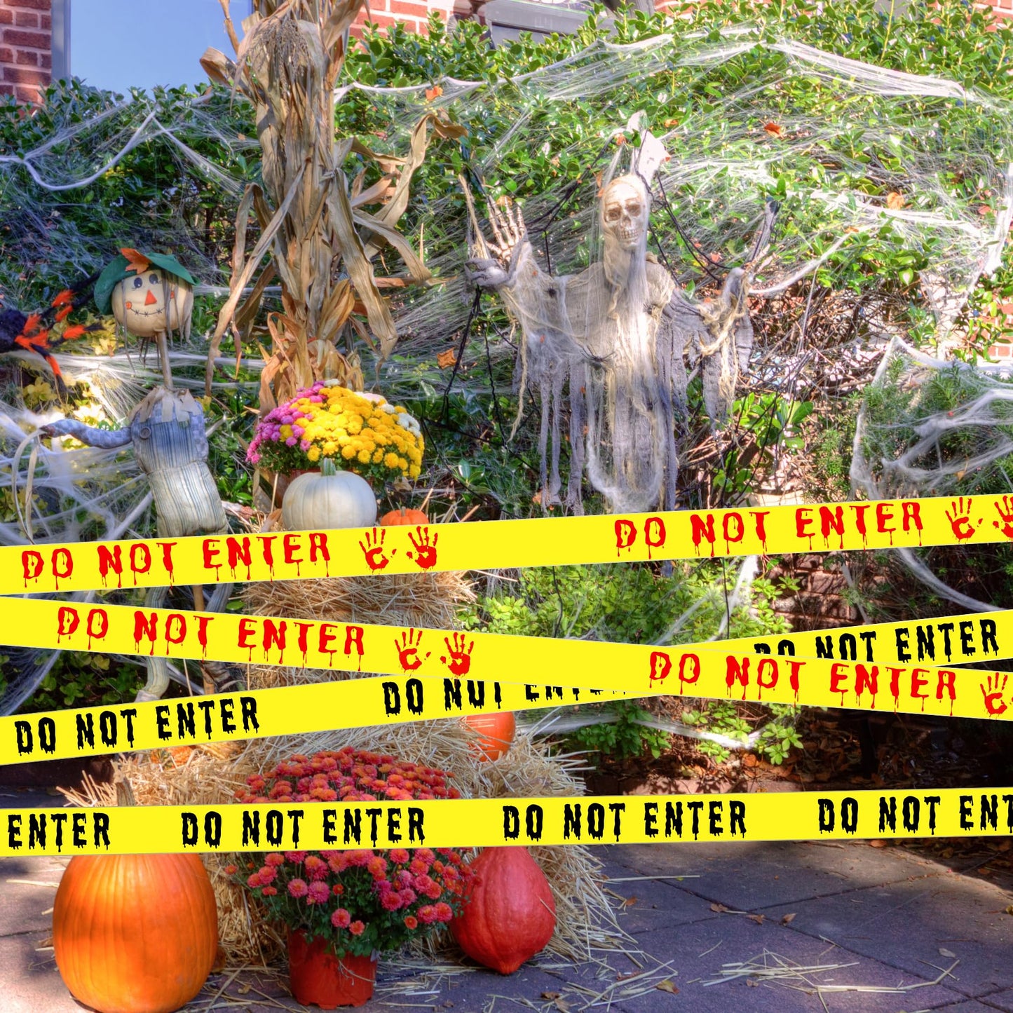 2Pcs Halloween Decorations Caution Tape - 2 inch x 164 feet Do Not Enter Caution Tape Roll Yellow Scary Hazard Warning Tape Safety Outdoor DIY Spooky Decorative for Party,Door,Danger Areas,Indoor