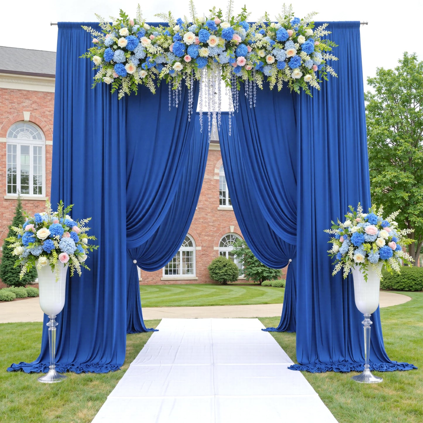 10ftx12ft Wrinkle Free Royal Blue Backdrop Curtain, 2 Panels 12FT Height Royal Blue Wedding Backdrop Drapes, Silky Polyester Back Drop Cloth for Birthday Photography Background Party Backdrop Draping