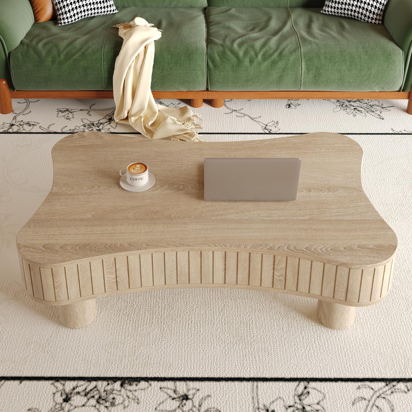 42'' Fluted Lift-top Coffee Table, Modern Butterfly Coffee Table Accent Tea Table with Hidden Storage and Adjustable Height for Living Room, Bedroom, Apartment or Office
