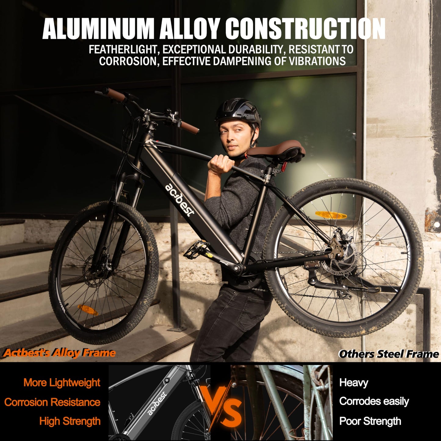 ACTBEST Core Electric Bike for Adults - 468Wh Removable Battery, 26 inch Step Over Electric Bicycle, 350W(Peak 750W) Brushless Motor Cityrun Ebike, 7 Speed, Up to 50 Miles, Black