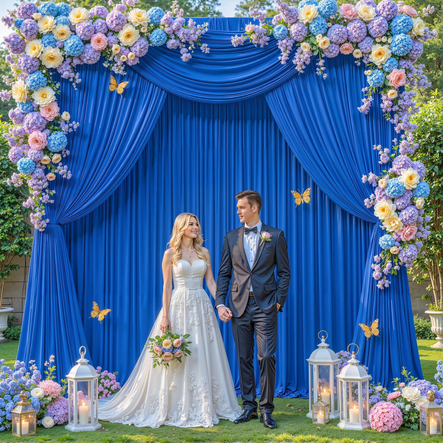10x10ft Royal Blue Backdrop Curtains for Baby Shower, Wrinkle Free Photo Curtain Backdrops for Birthday Party, Polyester Backdrop Drapes for Wedding Photo Shoot (5ft x 10ft, 2 Panels)