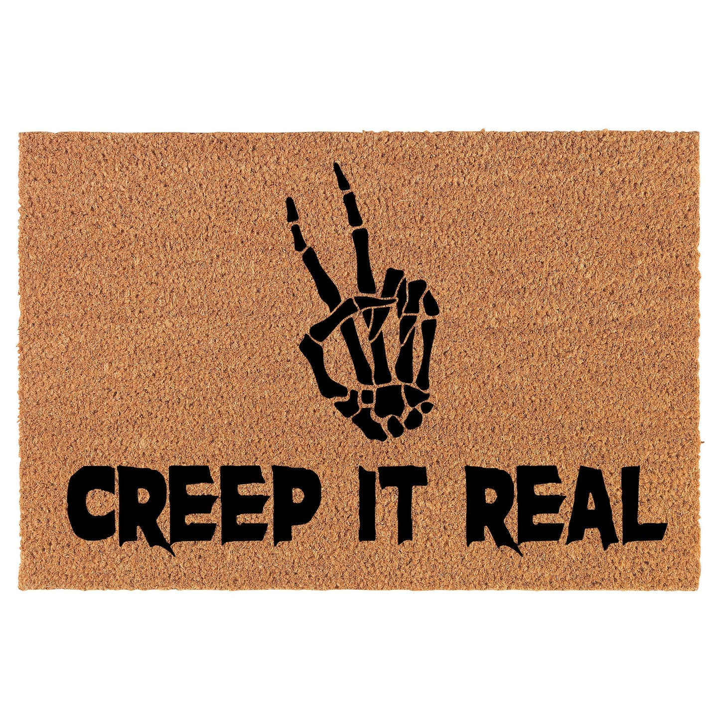 Welcome Doormat Coco Coir Door Mat Gift Creep It Real Skeleton Halloween (24" x 16")