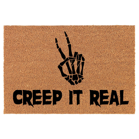 Welcome Doormat Coco Coir Door Mat Gift Creep It Real Skeleton Halloween (24" x 16")