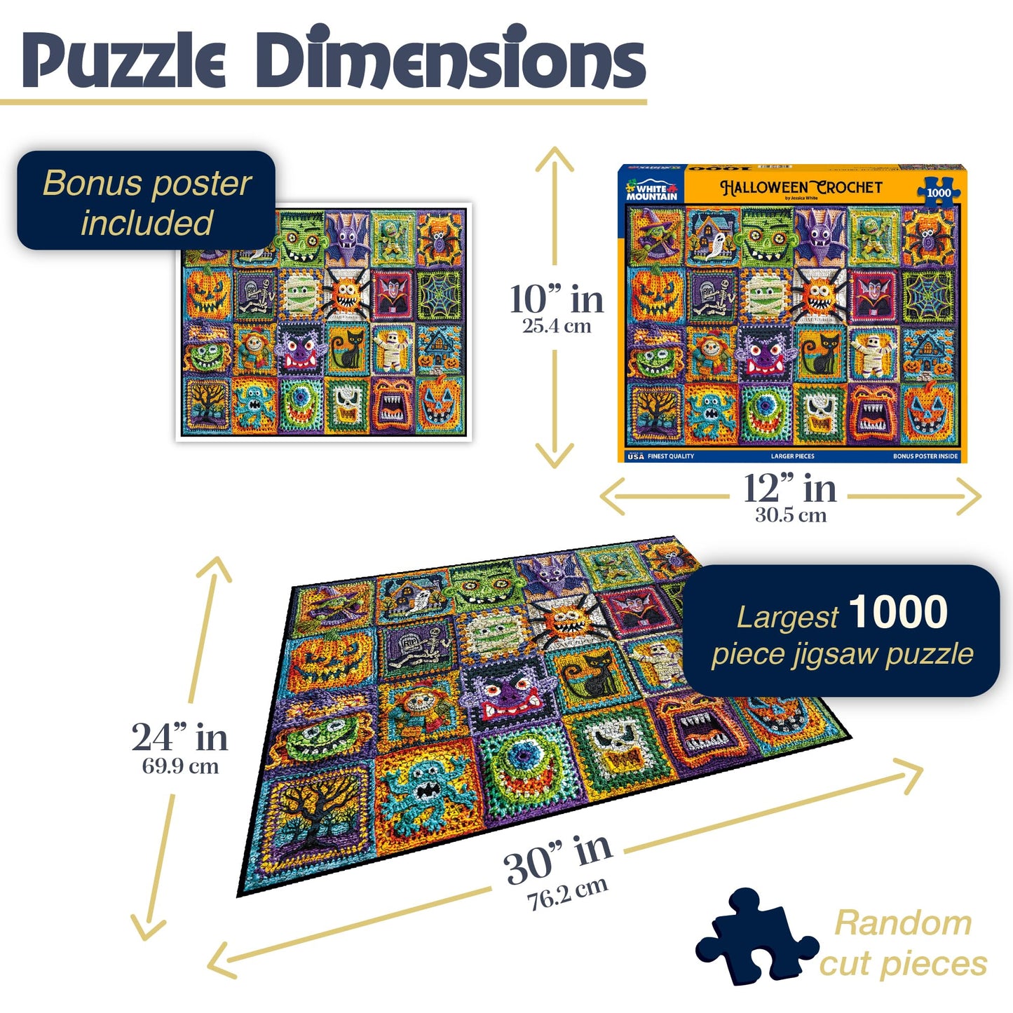 White Mountain Halloween Crochet Halloween Puzzles 1000 Pieces Jigsaw Puzzle for Fall and Autumn